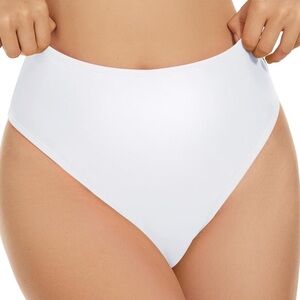 👙NWT Annbon High Waisted Thong Bikini Bottoms for Women Rave Bottoms White XXL